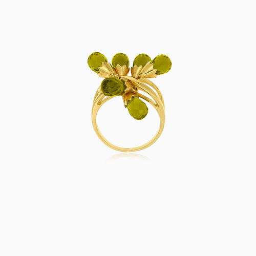 Green pears ring in yellow gold