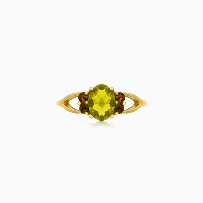 Zeitlose Schönheit: Ring mit Moldavit und Granat