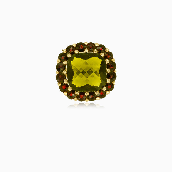 Ätherischer Opulenz Moldavit Kissenschliff-Glanz Ring