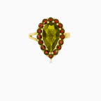 Enchanting serenity moldavite pear elegance ring