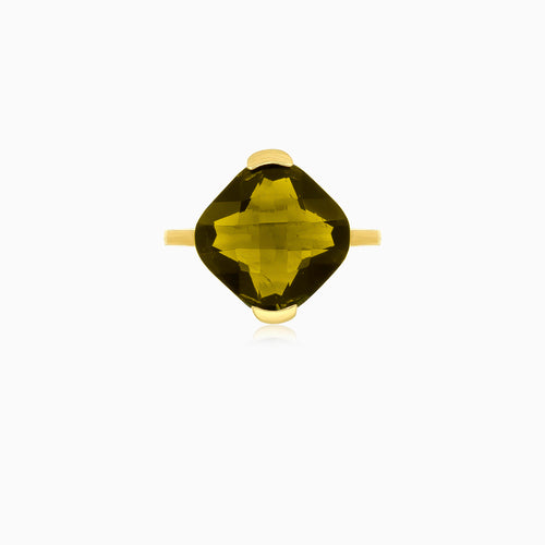 Zlatý prsten s modavitem ve tvaru polštářku