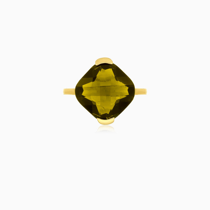 Kissen-Schliff Moldavit Goldring