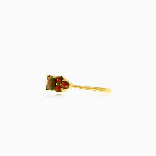 Garnet harmony women's gold ring