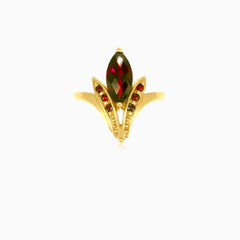 Majestic marquise garnet and gold beauty ring