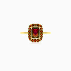 Harmony of shapes gold garnet ring