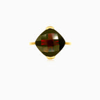 Garnet gold bar elegance ring