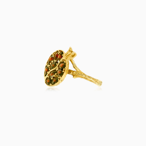 Pomegranate yellow gold and garnet  ring