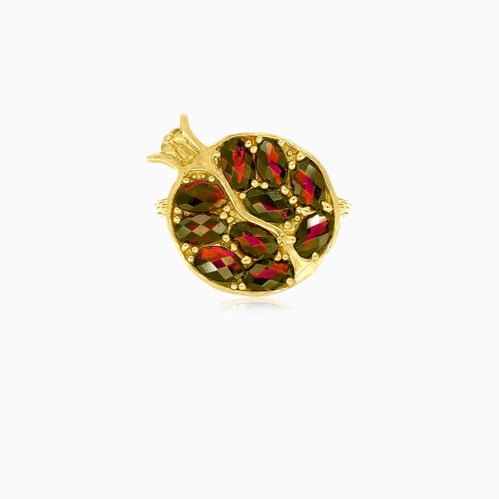 Bague en or jaune grenade et grenat