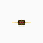 Bar set brilliance 14kt gold garnet ring