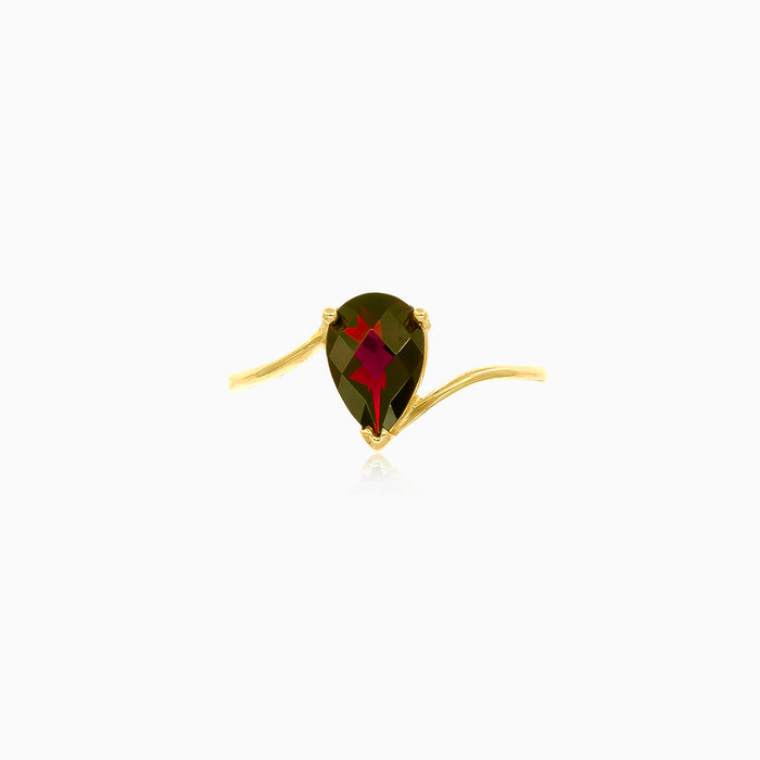 Granate elegante talla pera en oro de 14 quilates