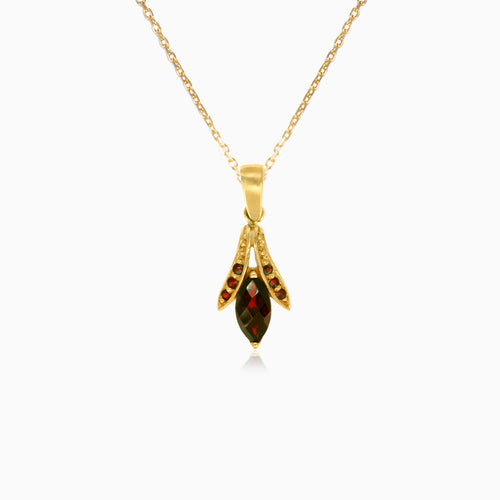 Majestic marquise garnet and gold beauty pendant