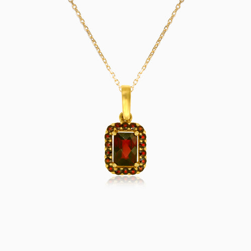 Harmony of shapes gold garnet pendant