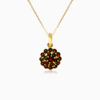 Graceful steps  yellow gold garnet beauty pendant