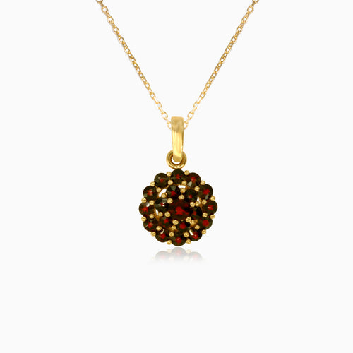 Graceful steps  yellow gold garnet beauty pendant