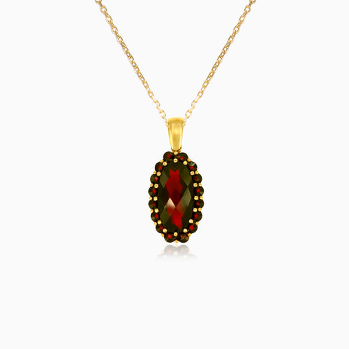 Elegant oval and round garnet pendant