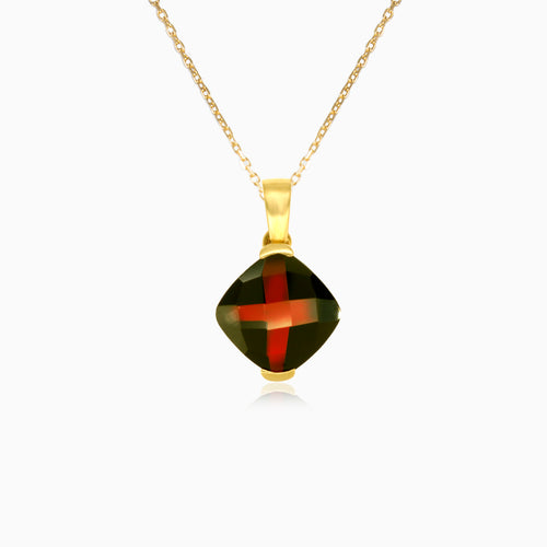 Garnet gold bar elegance pendant