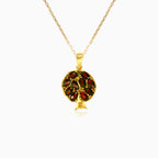 Pomegranate yellow gold and garnet  pendant