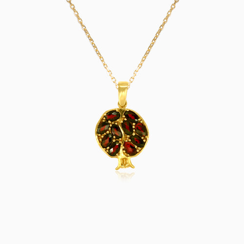 Pomegranate yellow gold and garnet  pendant