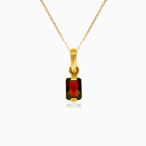 Bar set brilliance 14kt gold garnet pendant