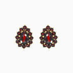 Dazzling duo pear and round garnet earrings