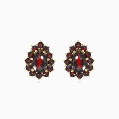 Dazzling duo pear and round garnet earrings