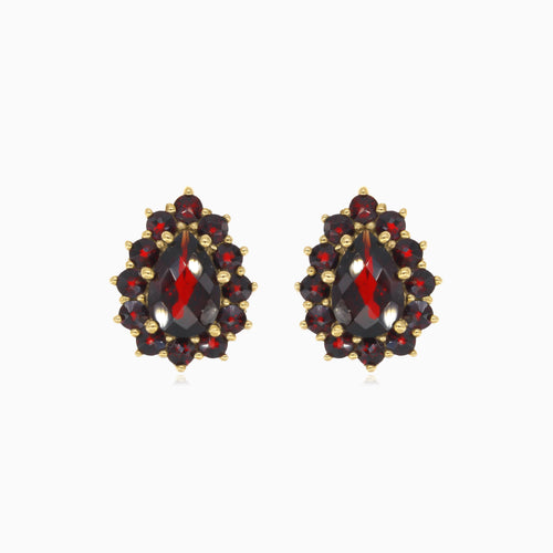 Dazzling duo pear and round garnet earrings