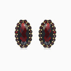 Elegant oval and round garnet earrings