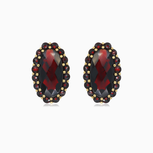 Elegant oval and round garnet earrings
