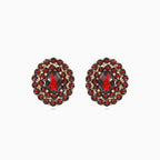 Oval and double round row garnet radiance earrings