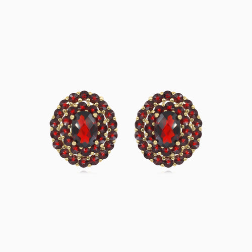 Oval and double round row garnet radiance earrings