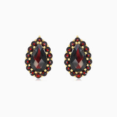 Pear and round garnet harmony earrings