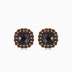 Cushion and round garnet harmony earrings