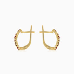 Elegant garnet glow women's gold earrings