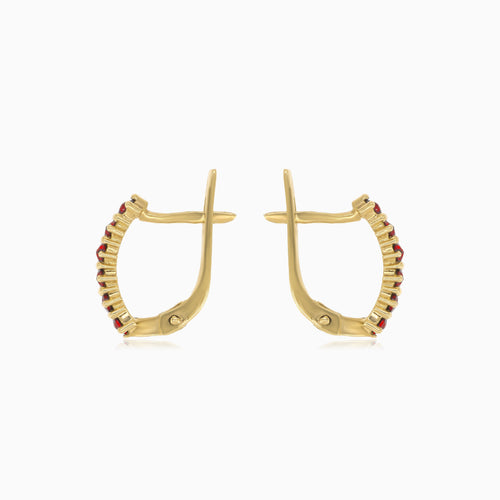 Elegant garnet glow women's gold earrings