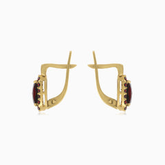 Harmony of shapes gold garnet earrings