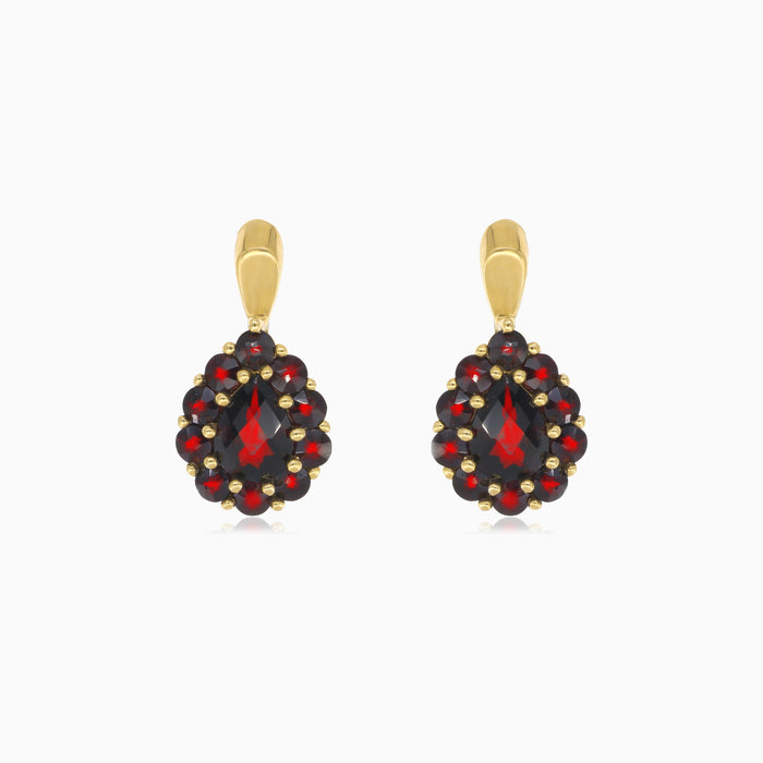 Boucles d’oreilles Radiant Halo en or jaune avec grenat