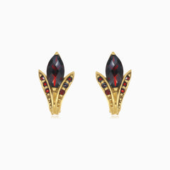 Majestic marquise garnet and gold beauty earrings