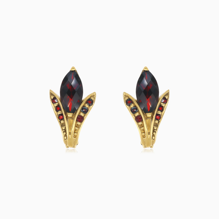 Pendientes Majestic con granate marquesa y oro