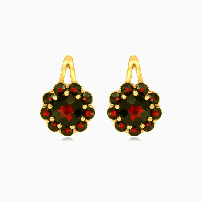 Petals of elegance 14kt gold garnet drops