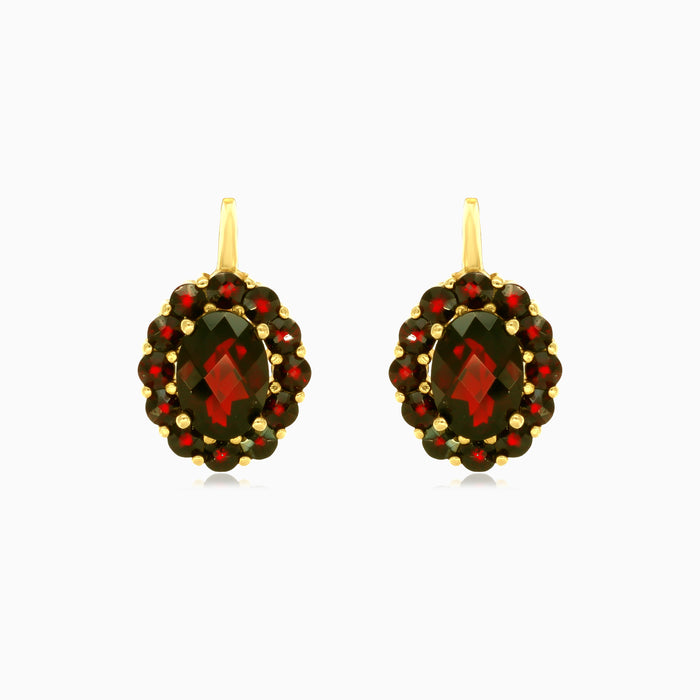 Graceful dance garnet 14kt gold drop earrings
