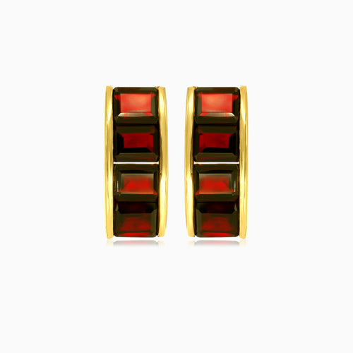 Channeling elegance 4 garnet radiant cut cluster earrings