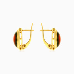 Oh cabochon gold earrings