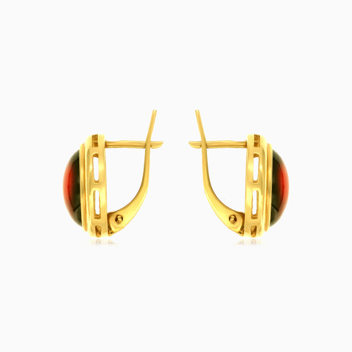 Oh cabochon gold earrings