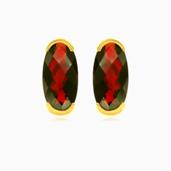 Prolonged oval luster gold earrings