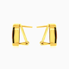 Prolonged oval luster gold earrings