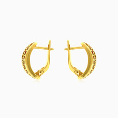 Garnet rounds gold dangling earrings