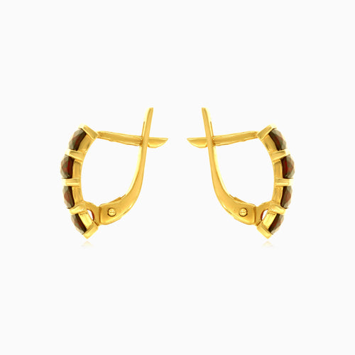 Garnet geometry drop earrings