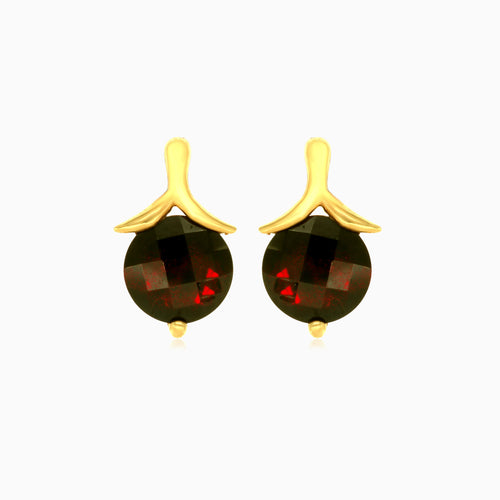 Elegant round cut garnet drop earrings