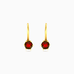 Round garnet gold prong earrings