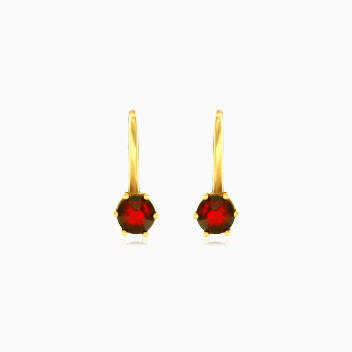Pendientes de granate redondo en oro con engaste de garras